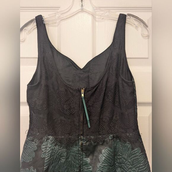 Leifsdottir Anthropologist zip blooms sheath floral green formal mini dress sz 4 - Picture 6 of 10